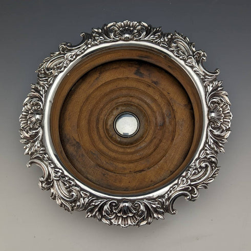British antique silver plate bottle coaster